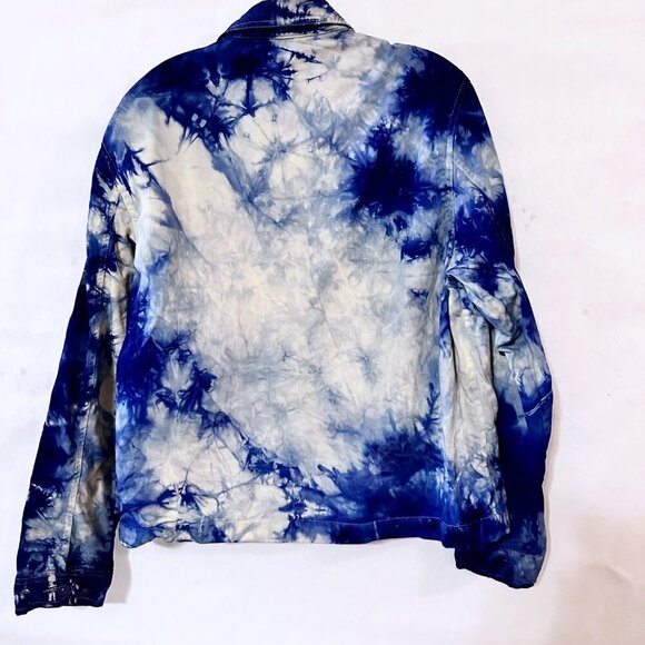 Polo Ralph Lauren Zip Jacket Size Medium Tie Dye Cotton Blue Collared Preppy Gol - Picture 2 of 6